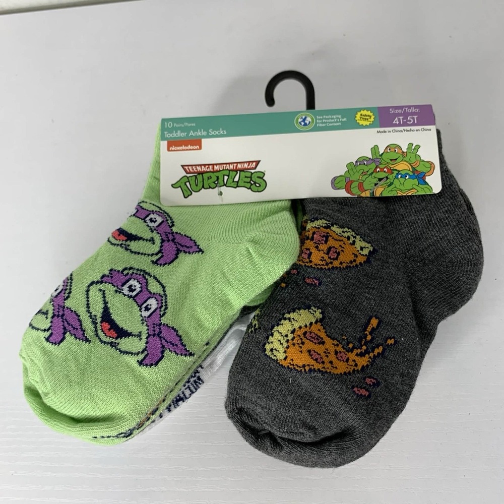 Nickelodeon Teenage Mutant Ninja Turtles Toddler Ankle Socks 10 Pairs Size 4T-5T